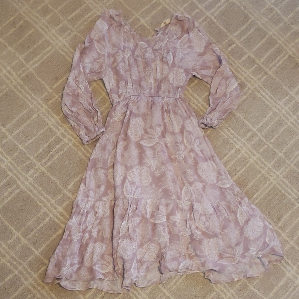 Hayden Girls Mauve Floral Long Sleeve Dress